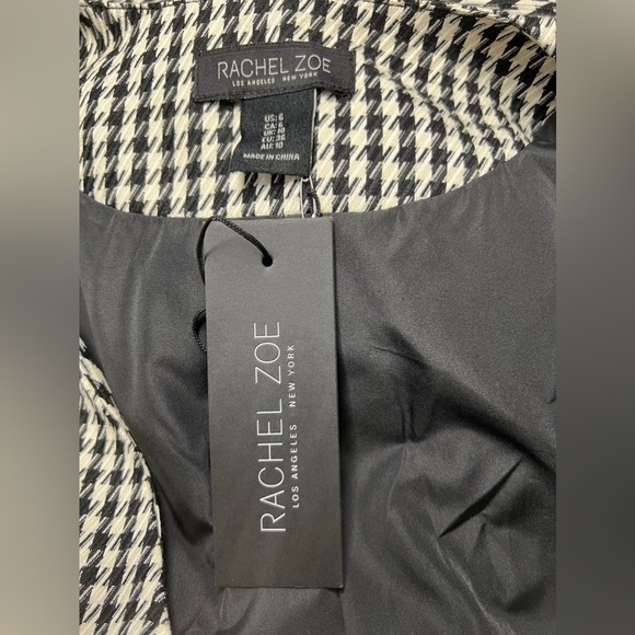 NWT RACHEL ZOE Houndstooth Double Breasted Blazer Dress Black White 6 - Picture 8 of 9